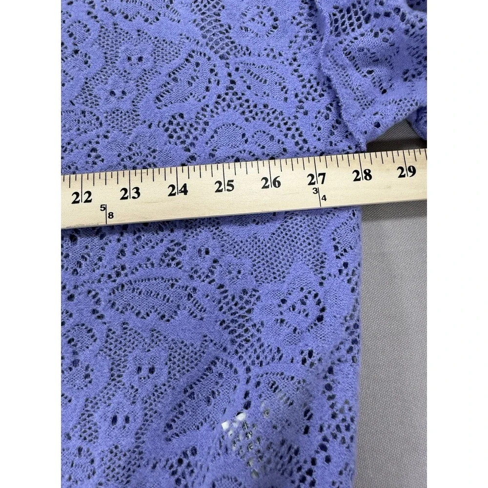 Free People Top Womens Large Sweatshirt Purple Long Sleeve Open Knit Soft Cozy